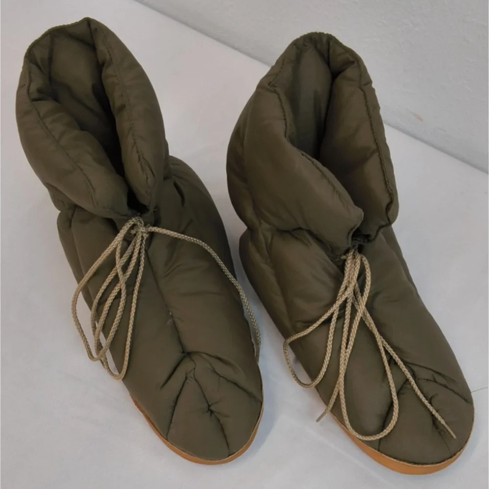 Eddie Bauer Goose Down Puffy Camp Slippers Men's XL Green Indoor/Outdoor #W5444